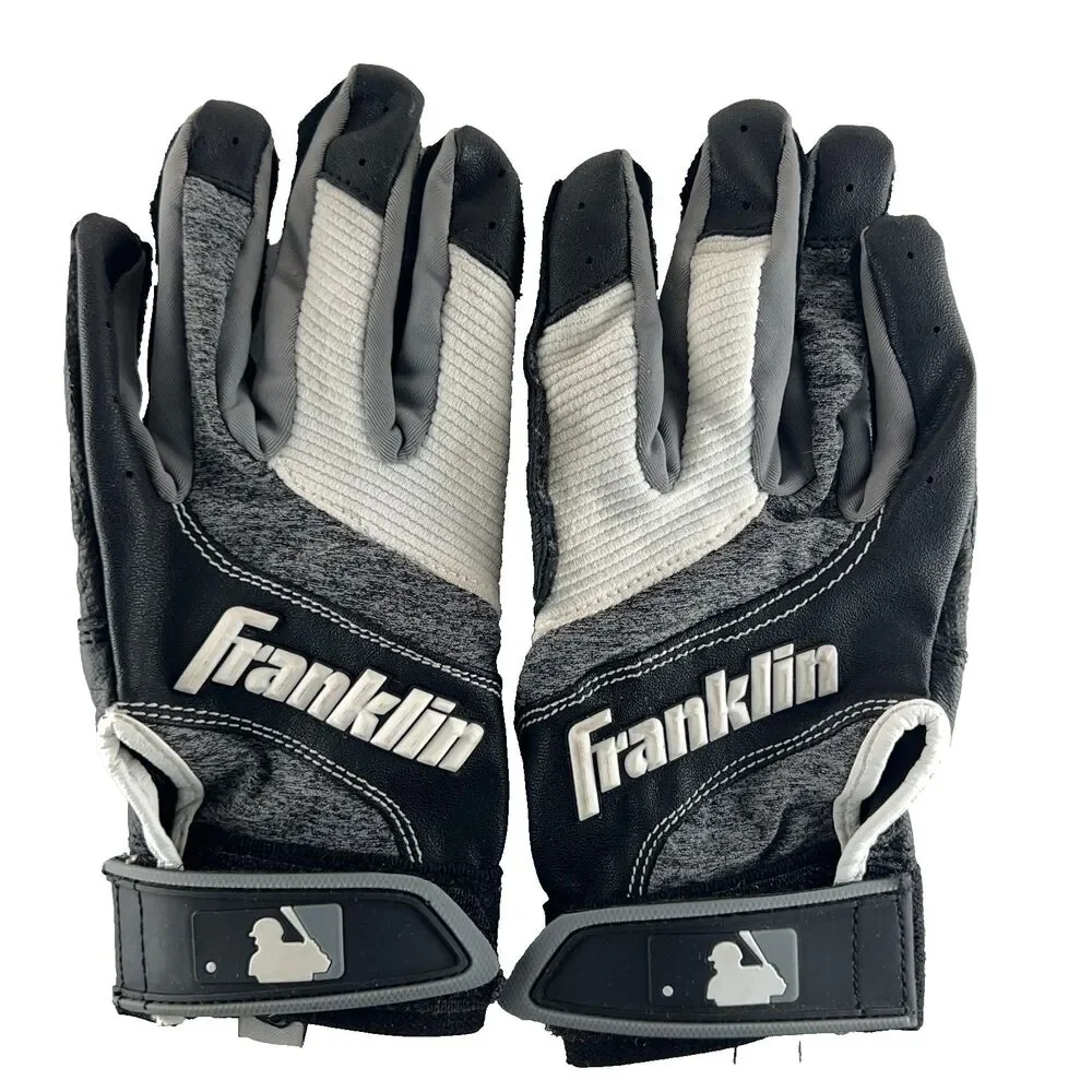 Franklin Sports MLB Batting Gloves Baseball + Softball Youth S Black/Gray/White